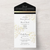 ヴィンテージ金ゴールド白黒結婚ズ オールインワン招待状 (内側)