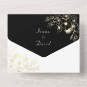 ヴィンテージ金ゴールド白黒結婚ズ オールインワン招待状 (裏面)