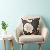 ヴィンテージ金ゴールド白黒葉バラ クッション (椅子)