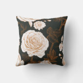 ヴィンテージ金ゴールド白黒葉バラ クッション (裏面)