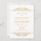 ヴィンテージ金ゴールド盛大な献身式 招待状 (正面)
