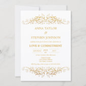 ヴィンテージ金ゴールド盛大な献身式 招待状 (正面)