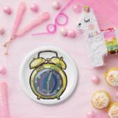 ヴィンテージ金ゴールド目覚まし時計レトロ時計 ペーパープレート (パーティー)