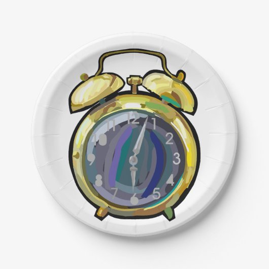 ヴィンテージ金ゴールド目覚まし時計レトロ時計 ペーパープレート (正面)