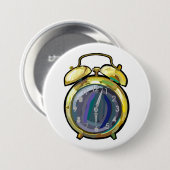 ヴィンテージ金ゴールド目覚まし時計レトロ時計 缶バッジ (正面&裏面)