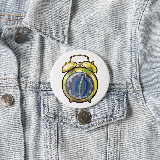 ヴィンテージ金ゴールド目覚まし時計レトロ時計 缶バッジ