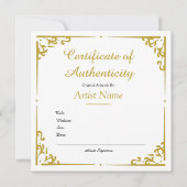 ヴィンテージ金ゴールド真正性証明書 (正面)