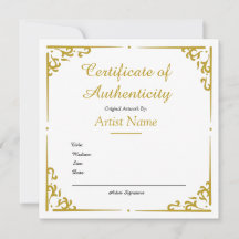 ヴィンテージ金ゴールド真正性証明書