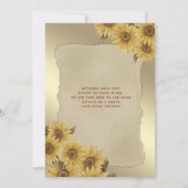 ヴィンテージ金ゴールド破れた紙ヒマワリQuinceanera 招待状 (裏面)