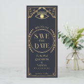 ヴィンテージ金ゴールド神秘的なタロットカード日付を保存 招待状 (スタンド正面)