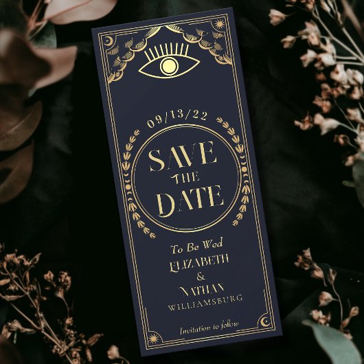 ヴィンテージ金ゴールド神秘的なタロットカード日付を保存 招待状