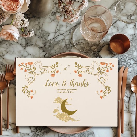 ヴィンテージ金ゴールド神秘結婚植物薬 ゲストブック