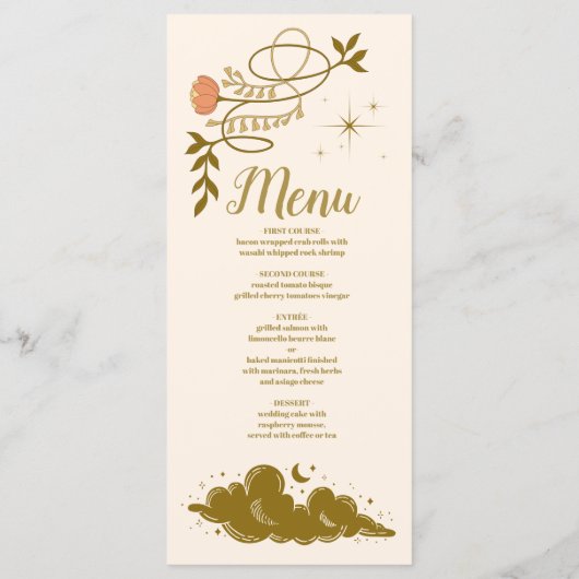 ヴィンテージ金ゴールド神秘結婚植物薬 メニュー (裏面)