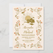 ヴィンテージ金ゴールド神秘結婚植物薬 招待状 (正面)