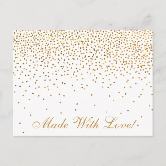 ヴィンテージ金ゴールド紙吹雪キッチンシャワーレシピカード ポストカード (正面)