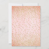 ヴィンテージ金ゴールド紙吹雪ピンクブライダルシャワー 招待状 (裏面)