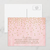 ヴィンテージ金ゴールド紙吹雪ピンク日付を保存 案内ポストカード (正面/裏面)