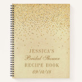 ヴィンテージ金ゴールド紙吹雪ブライダルシャワーレシピ ノートブック (正面)