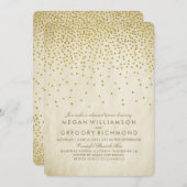 ヴィンテージ金ゴールド紙吹雪リハーサルディナー 招待状 (正面/裏面)