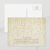 ヴィンテージ金ゴールド紙吹雪保存日 案内ポストカード (正面/裏面)