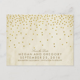 ヴィンテージ金ゴールド紙吹雪保存日 案内ポストカード