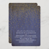 ヴィンテージ金ゴールド紙吹雪海軍リハーサルディナー 招待状 (正面/裏面)