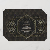 ヴィンテージ金ゴールド素晴らしギャツビー大晦日 招待状 (正面/裏面)