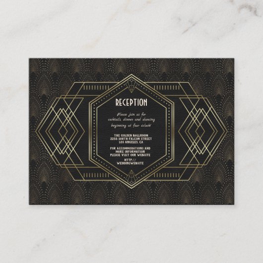 ヴィンテージ金ゴールド素晴らしギャツビー結婚披露宴 エンクロージャーカード (正面)