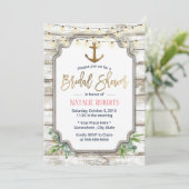 ヴィンテージ金ゴールド素朴いかりウッドブライダルシャワー 招待状 (スタンド正面)