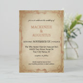 ヴィンテージ金ゴールド結婚の 箔招待状 (立ち正面)