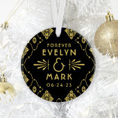 ヴィンテージ金ゴールド結婚アールデコのモノグラム写真 オーナメント