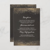 ヴィンテージ金ゴールド結婚グリッター情報ゲスト エンクロージャーカード (正面/裏面)