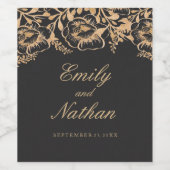 ヴィンテージ金ゴールド結婚フローラワインラベル ワインラベル (シングルラベル)