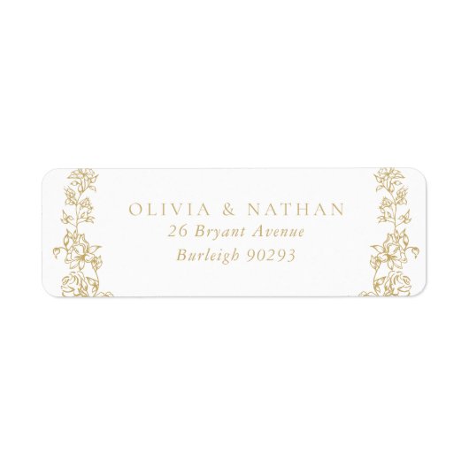 ヴィンテージ金ゴールド結婚差出人住所 ラベル (正面)