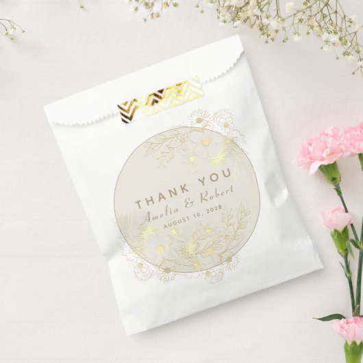 ヴィンテージ金ゴールド結婚式の引き出物バッグ フェイバーバッグ (封をした状態)