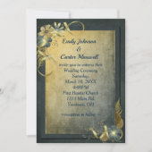 ヴィンテージ金ゴールド結婚式招待状 招待状 (正面)