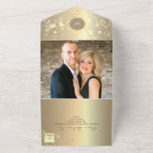 ヴィンテージ金ゴールド結婚書道 オールインワン招待状 (外側)