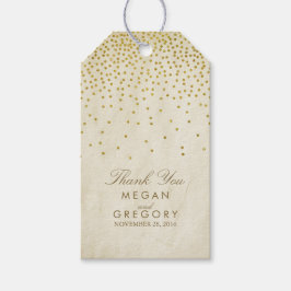 ヴィンテージ金ゴールド結婚紙吹雪 ギフトタグ