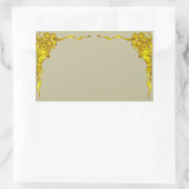 ヴィンテージ金ゴールド縁どフローララベル 長方形シール (バッグ)