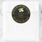 ヴィンテージ金ゴールド自家製ピックズラベル |黒 ラウンドシール (バッグ)