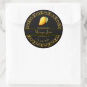 ヴィンテージ金ゴールド自家製マンゴジャムブラックラベル ラウンドシール (バッグ)