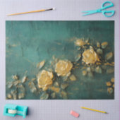 ヴィンテージ金ゴールド英語バラエメラルド深いグリーン 薄葉紙 (クラフト)