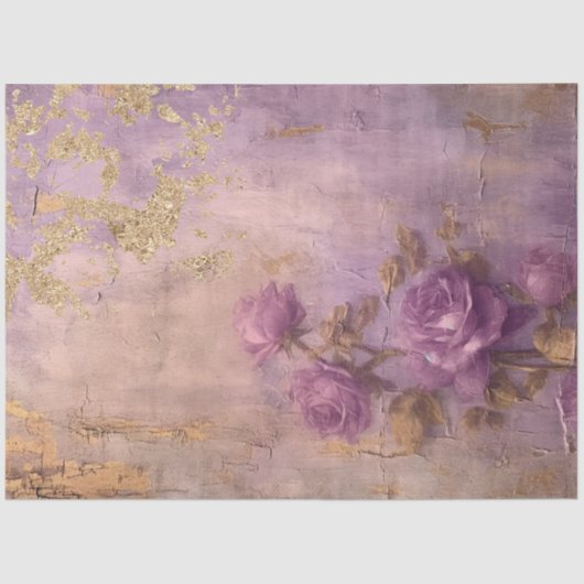 ヴィンテージ金ゴールド英語バラ深い紫金ゴールド箔 薄葉紙 (正面)