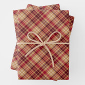 ヴィンテージ金ゴールド茶色の赤い対角の格子模様の共感国 ラッピングペーパーシート (インサイチュ)