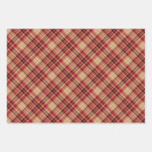 ヴィンテージ金ゴールド茶色の赤い対角の格子模様の共感国 ラッピングペーパーシート (正面)