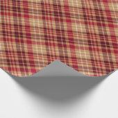 ヴィンテージ金ゴールド茶色の赤い対角の格子模様の共感国 ラッピングペーパー (角)