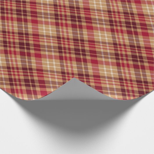 ヴィンテージ金ゴールド茶色の赤い対角の格子模様の共感国 ラッピングペーパー (角)