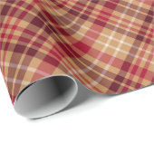 ヴィンテージ金ゴールド茶色の赤い対角の格子模様の共感国 ラッピングペーパー (ロールコーナー)