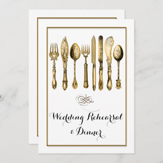 ヴィンテージ金ゴールド華美刃物 招待状 (正面/裏面)