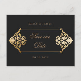 ヴィンテージ金ゴールド装飾オーナメント保存日付 ポストカード